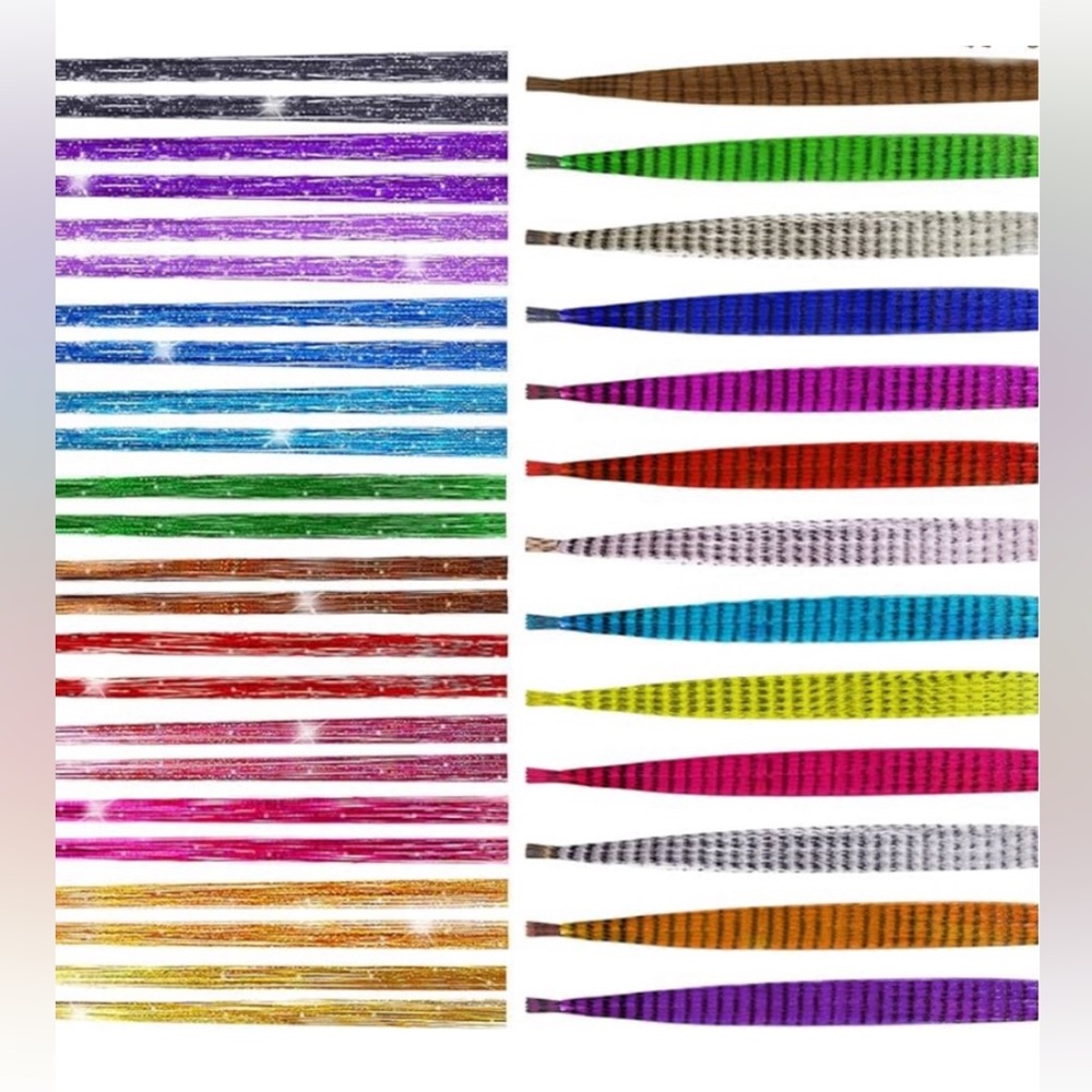 Hair tinsel and feathers kit.